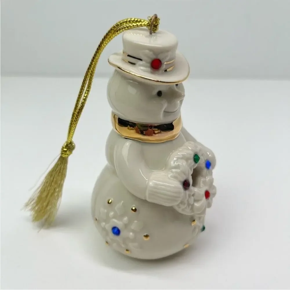 Bundle of 2 Lenox Christmas Porcelain Ornaments Angel & Snowman - Picture 8 of 13